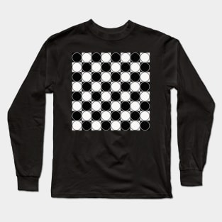 black and white geometrical design with squares and circles Long Sleeve T-Shirt